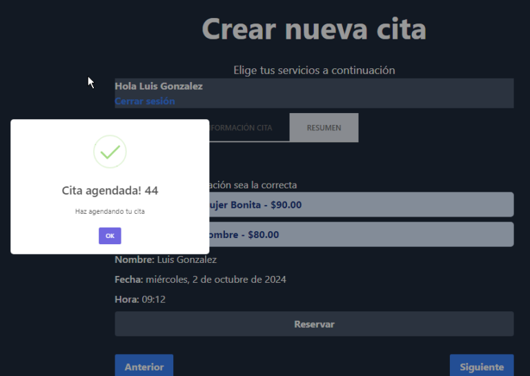 Sistema de citas para peluquería