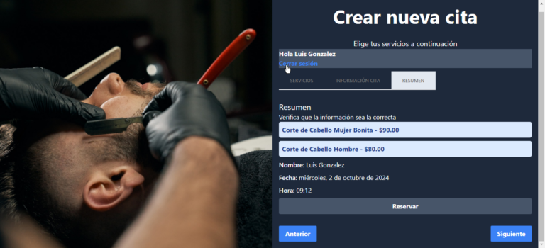 Sistema de citas para peluquería