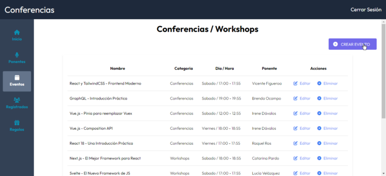 Sitio web de conferencias