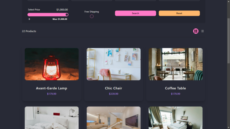 Frontend tienda de muebles en React JS